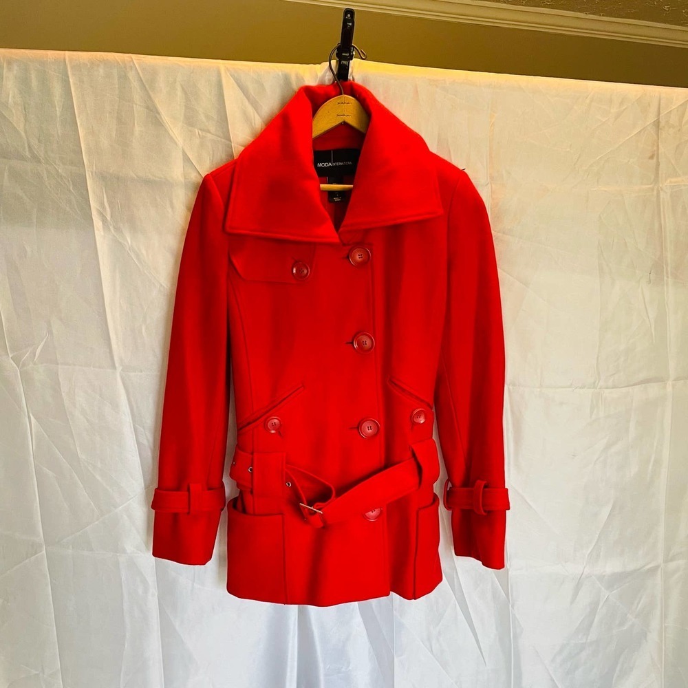 Moda International Red Peacoat Size Small